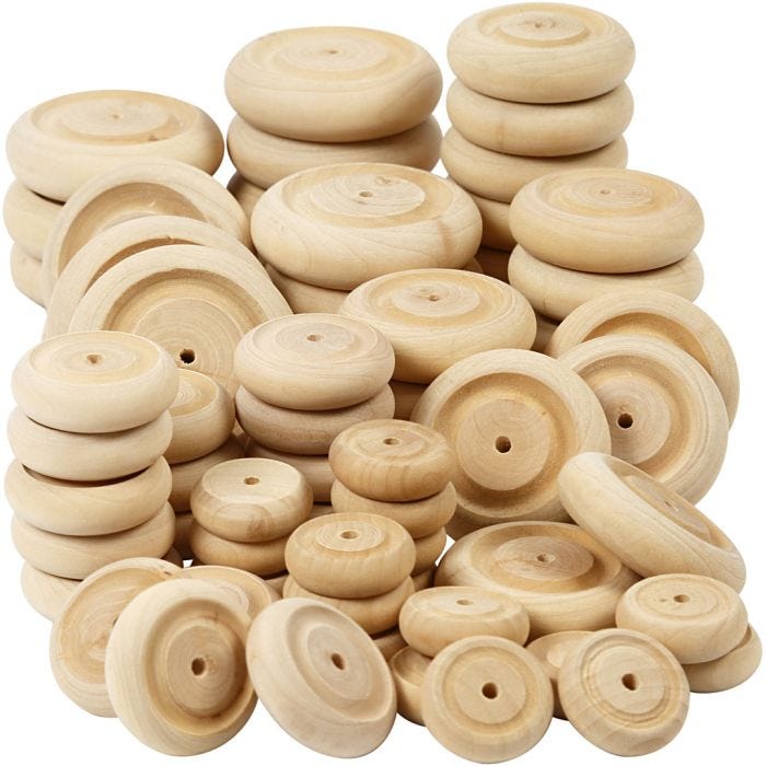 Wiel, 24+30+42+50 mm, 8+10+11+14 mm, 4x40stuk/ 1 doos