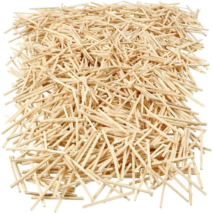 Luciferstokjes, L: 48 mm, d 2 mm, 8500 stuk, 1 kg