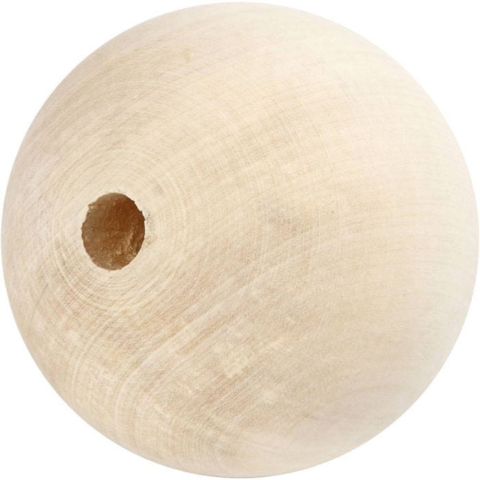 Houten kraal, 80 mm, 8 mm, 1 stuk