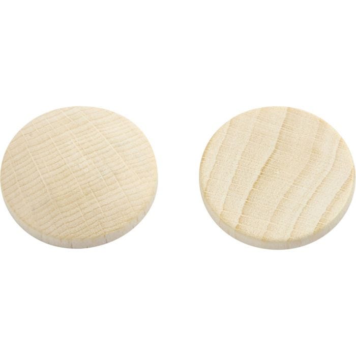 Houten knopen, 25 mm, 5 mm, 150stuk/ 1 doos