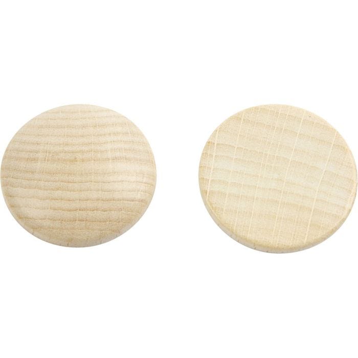 Houten knopen, 30 mm, 5 mm, 15stuk/ 1 doos