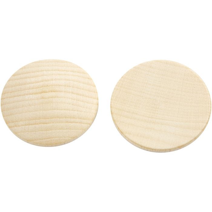 Houten knopen, 40 mm, 6 mm, 10stuk/ 1 doos
