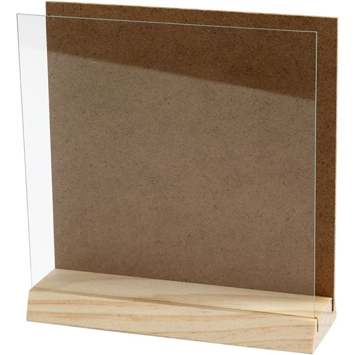 3D plaat met glas, 15x15 cm, 1 set
