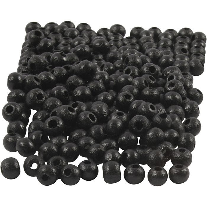 Houten Kralen, d 5 mm, gatgrootte 1,5 mm, zwart, 6 gr/ 1 doos