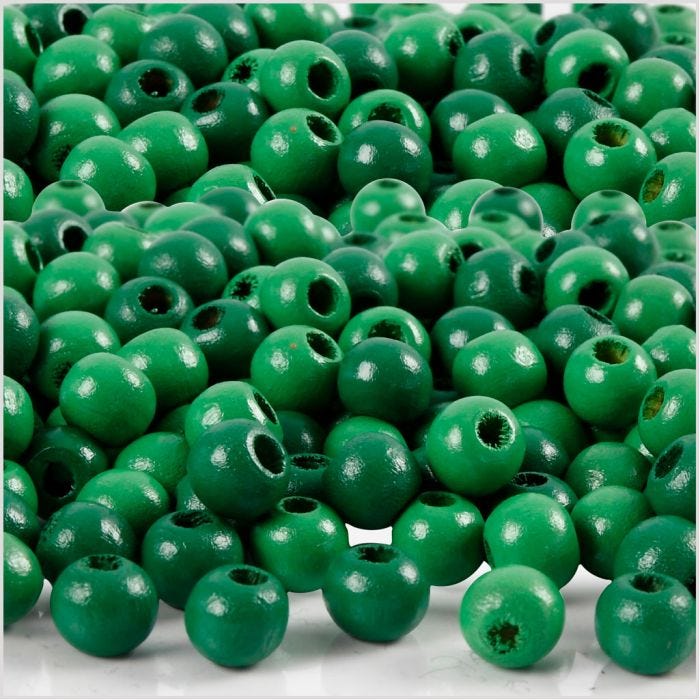 Houten Kralen, d 5 mm, gatgrootte 1,5 mm, groen, 6 gr/ 1 doos