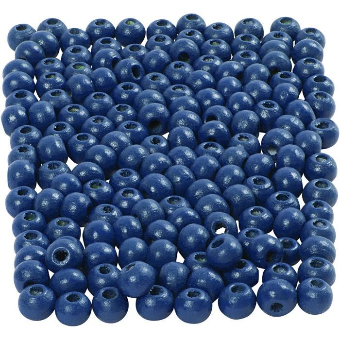 Houten Kralen, d 5 mm, gatgrootte 1,5 mm, blauw, 6 gr/ 1 doos