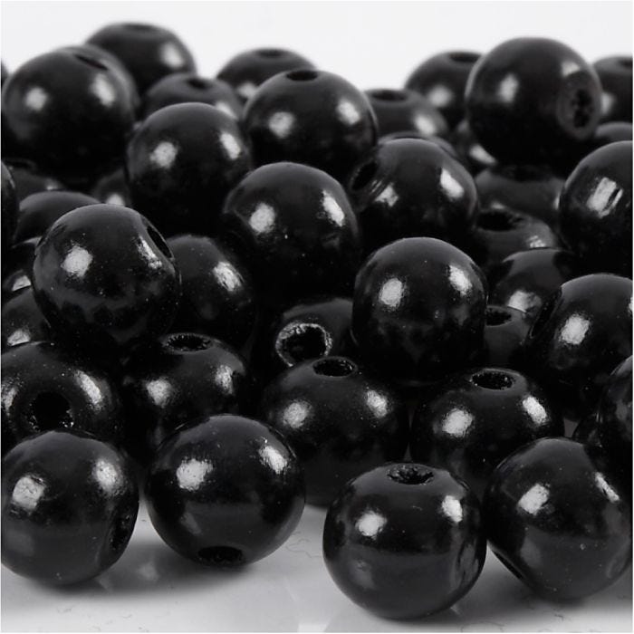 Houten kralen, 10 mm, 3 mm, zwart, 20gr/ 1 doos