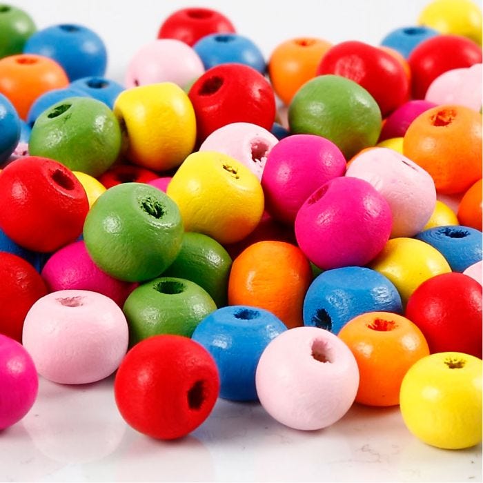 Houten kralen, d 8 mm, gatgrootte 1,5-2 mm, diverse kleuren, 500 gr/ 1 zak