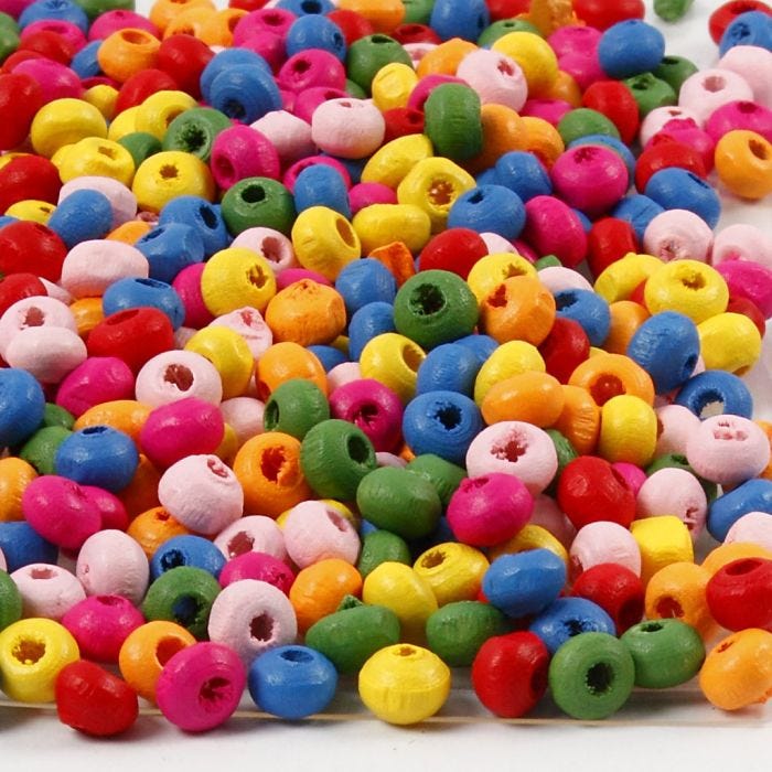 Houten kralen, d 4 mm, gatgrootte 1-1,5 mm, 300gr/ 1 zak
