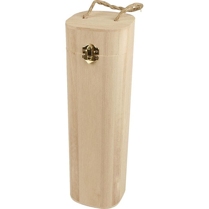 Houten wijndoos met lus, 34 cm, 10x10 cm, 1 stuk