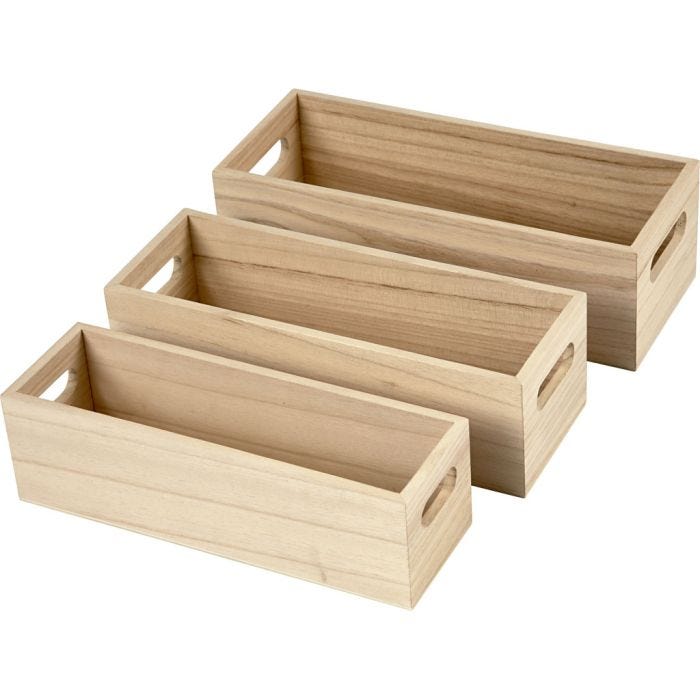 Opslag kratten, 6,5-7,5 cm, 22+23,5+25 cm, 6,5+7,5+8,5 cm, 3stuk/ 1 set