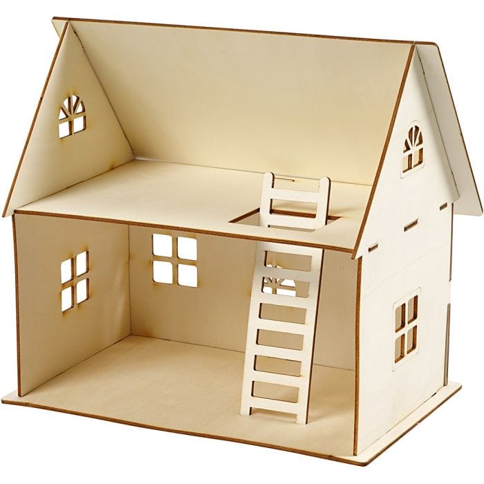 DIY Poppenhuis, 25 cm, 18x27 cm, 1 stuk