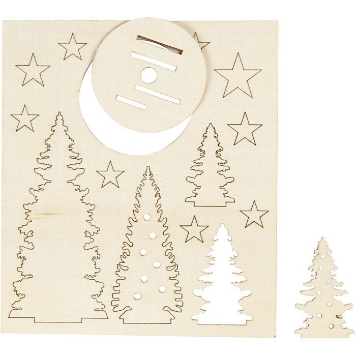 DIY Houten figuren, kerstbomen, L: 20 cm, B: 17 cm, dikte 3 mm, 1 doos