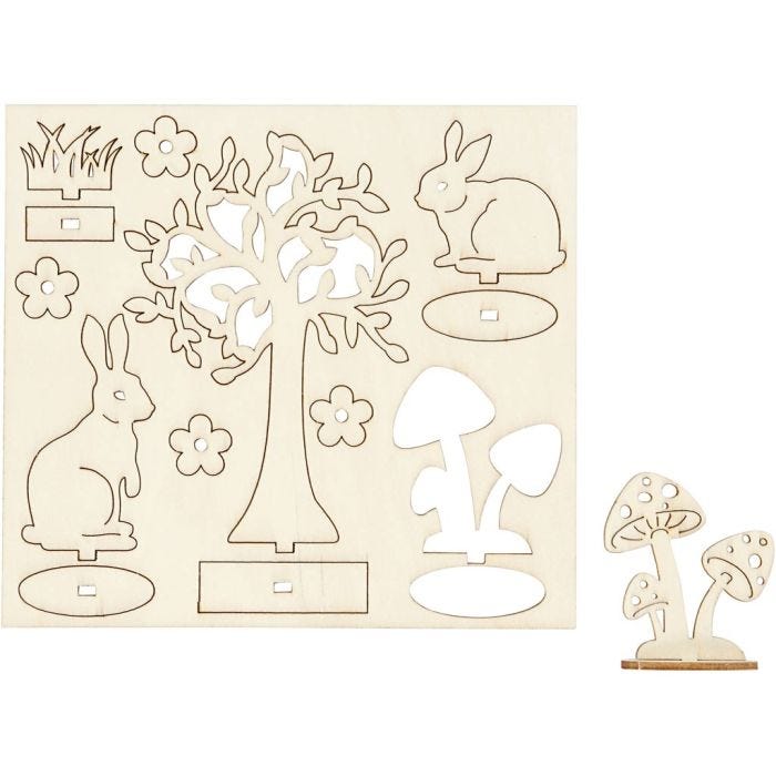 DIY Houten figuren, L: 15,5 cm, B: 17 cm, dikte 3 mm, 1 doos