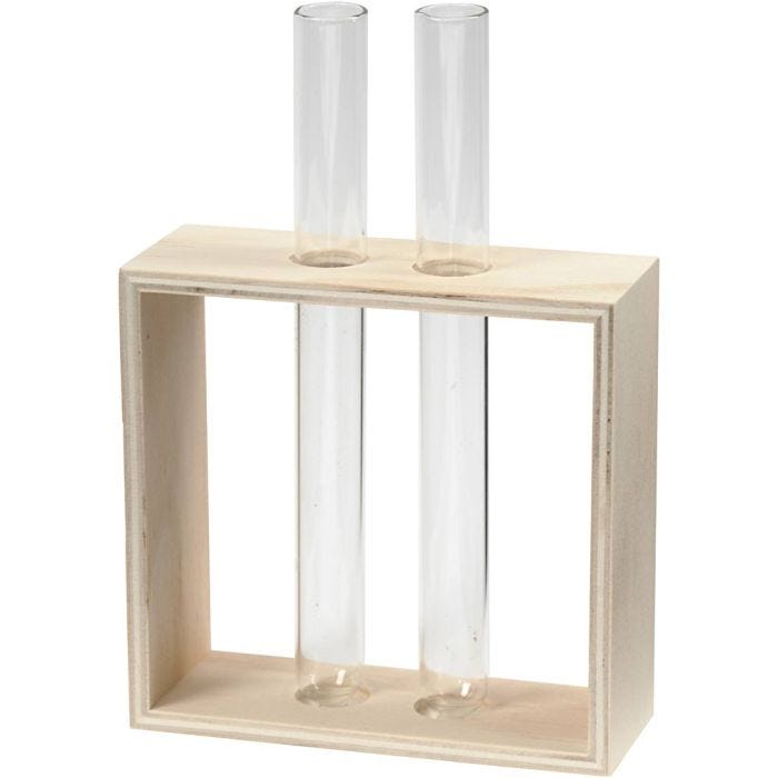 Rek voor reageerbuizen, H: 10+15 cm, D: 4 cm, B: 10,5 cm, 1 stuk