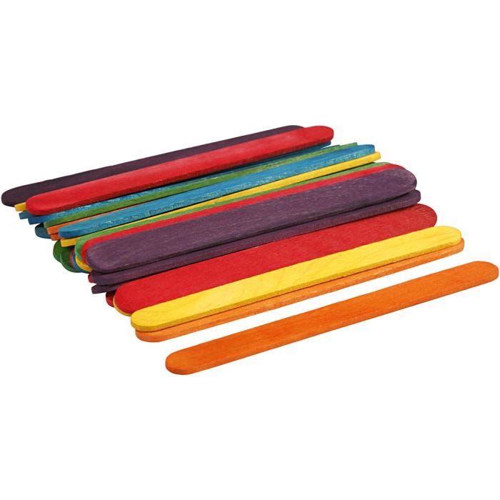 Constructiehoutjes, 11,4 cm, 10 mm, diverse kleuren, 30stuk/ 1 doos
