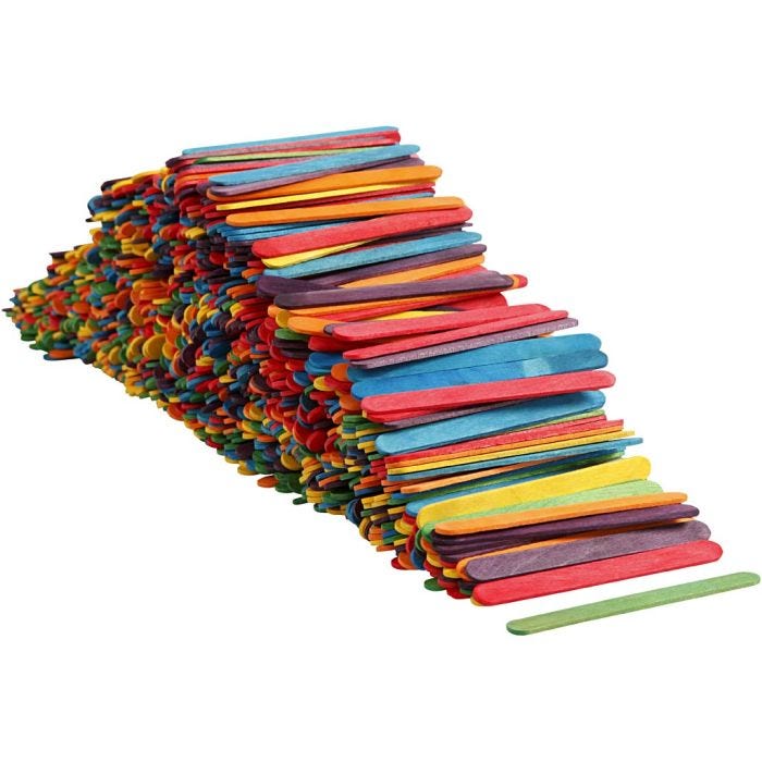 Constructiehoutjes, 11,4 cm, 10 mm, diverse kleuren, 1000stuk/ 1 doos