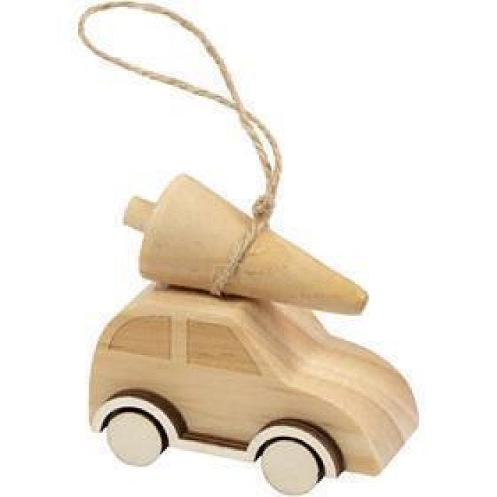 Auto met kerstboom, H: 6 cm, L: 6 cm, B: 3,5 cm, 1 stuk