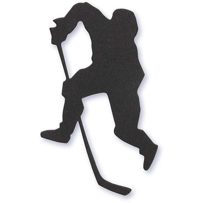 Label, ijshockey speler, 54x64 mm, zwart, 10stuk/ 1 doos