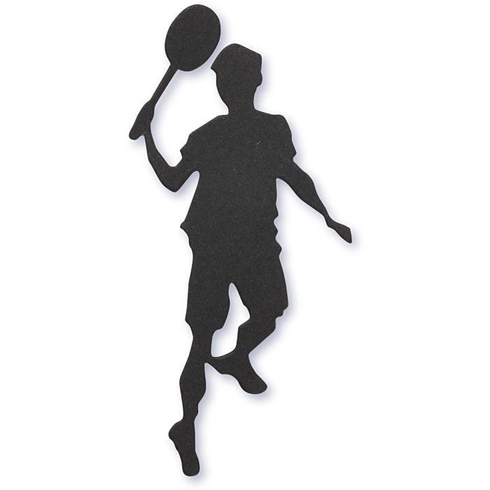 Label, badminton speler, 40x90 mm, zwart, 10stuk/ 1 doos