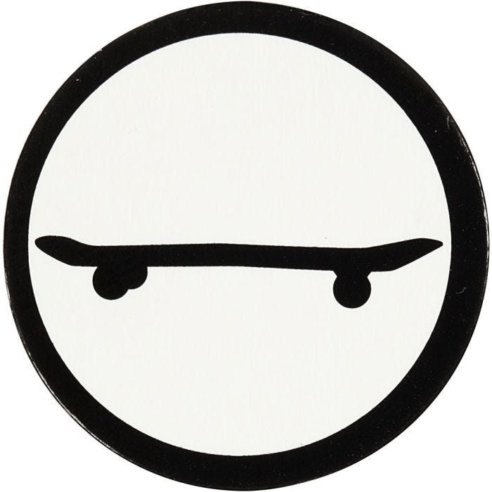 Label, skateboard, 25 mm, wit/zwart, 20stuk/ 1 doos
