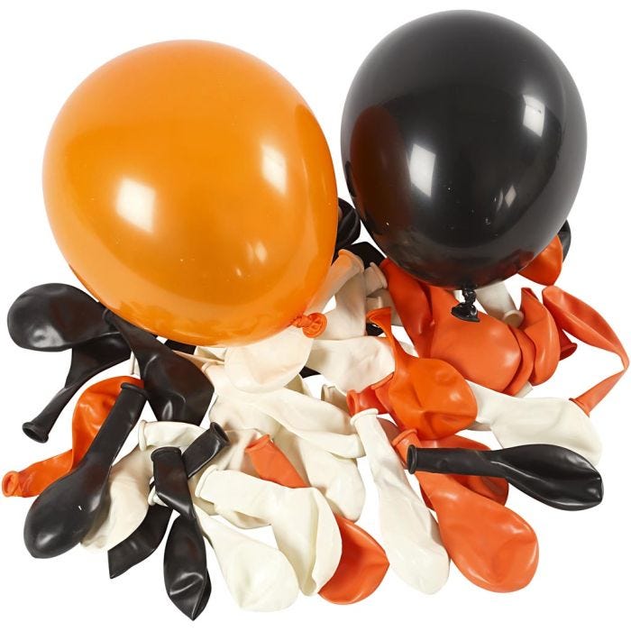 Ballonnen, rond, d 23-26 cm, zwart, oranje, wit, 100stuk/ 1 doos