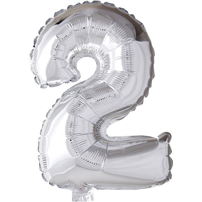 Folieballon , 2, 41 cm, zilver, 1 stuk