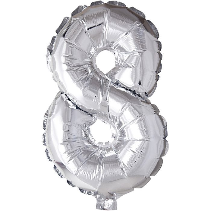 Folieballon , 8, 41 cm, zilver, 1 stuk