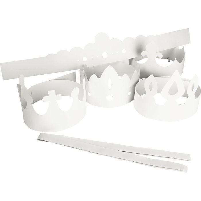 Kronen, H: 10-16,5 cm, L: 60 cm, 230 gr, wit, 5stuk/ 1 doos
