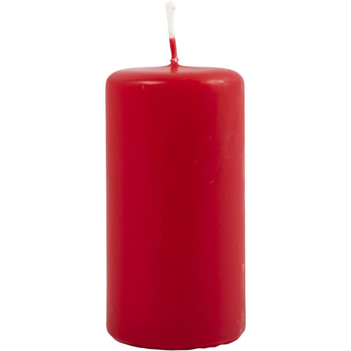 Kaarsen, H: 100 mm, d 50 mm, rood, 6stuk/ 1 doos