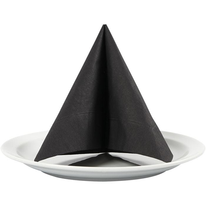 Servetten, afm 33x33 cm, zwart, 20stuk/ 1 doos
