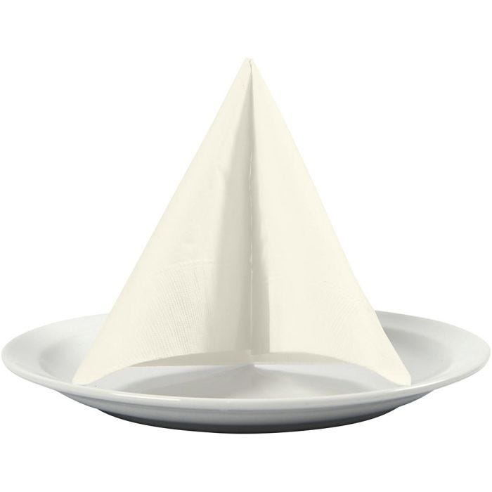 Servetten, witte achterkant, afm 33x33 cm, off-white, 20 stuk/ 1 doos