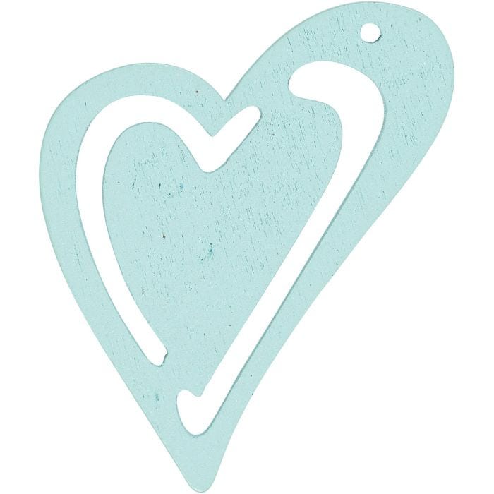Hart, 55x45 mm, 2 mm, turquoise, 10stuk/ 1 doos