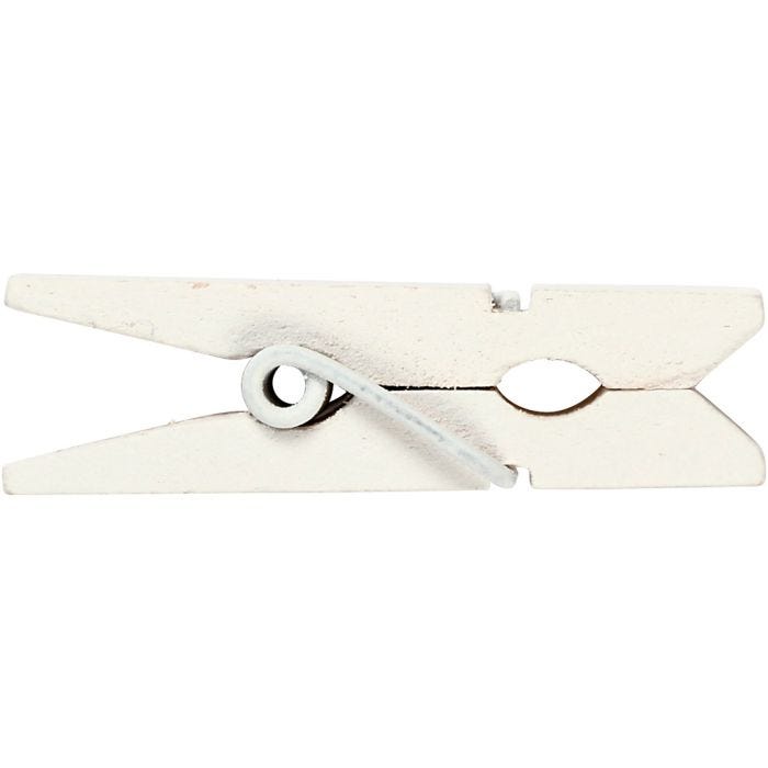 Mini wasknijper, 35x7 mm, 9 mm, wit, 20stuk/ 1 doos