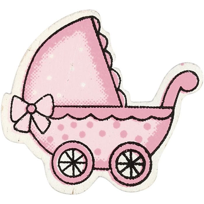 Kinderwagen, afm 34x31 mm, dikte 1,7 mm, lichtrood, 10 stuk/ 1 doos