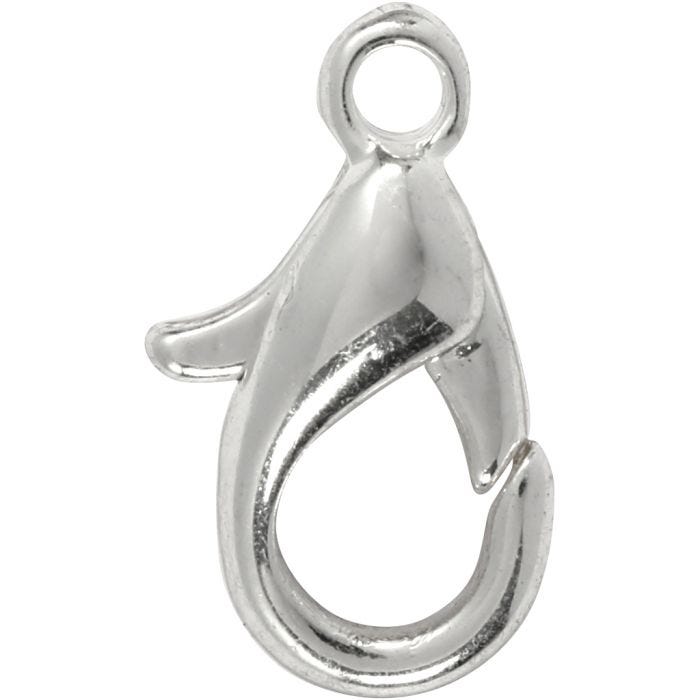 Karabijnhaken, L: 10 mm, verzilverd, 100 stuk/ 1 doos