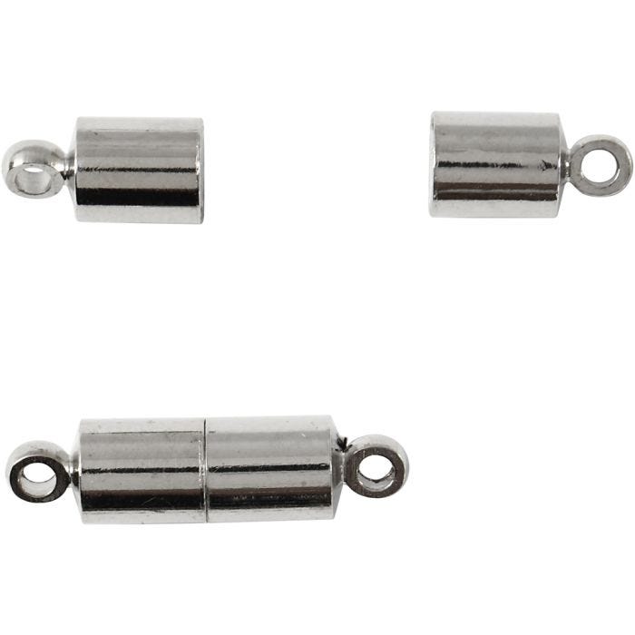 Magneetsluiting met ogen, 15 mm, 5 mm, verzilverd, 10stuk/ 1 doos
