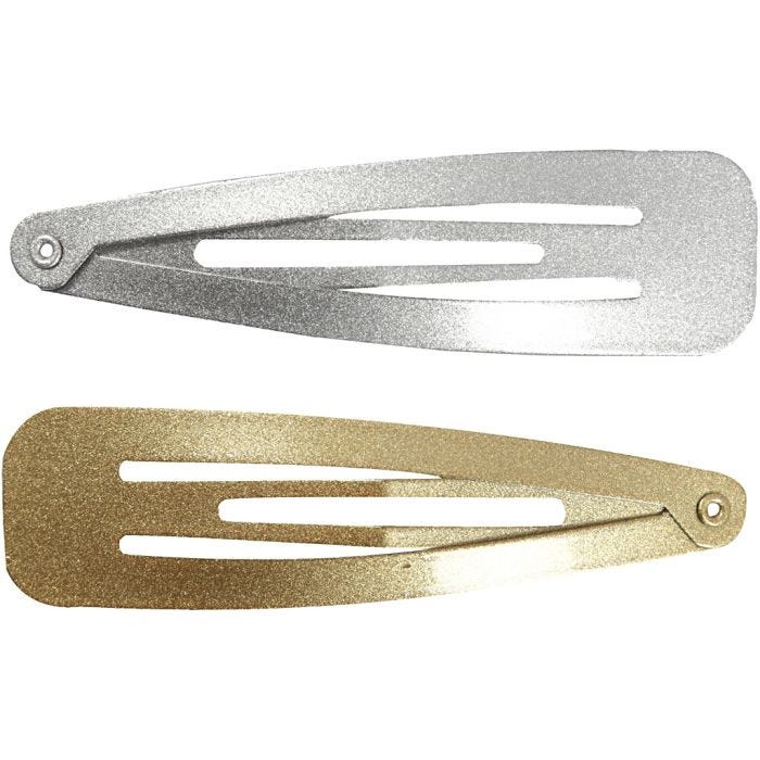 Haarspeld, L: 66 mm, B: 17 mm, goud, zilver, 4 stuk/ 1 doos