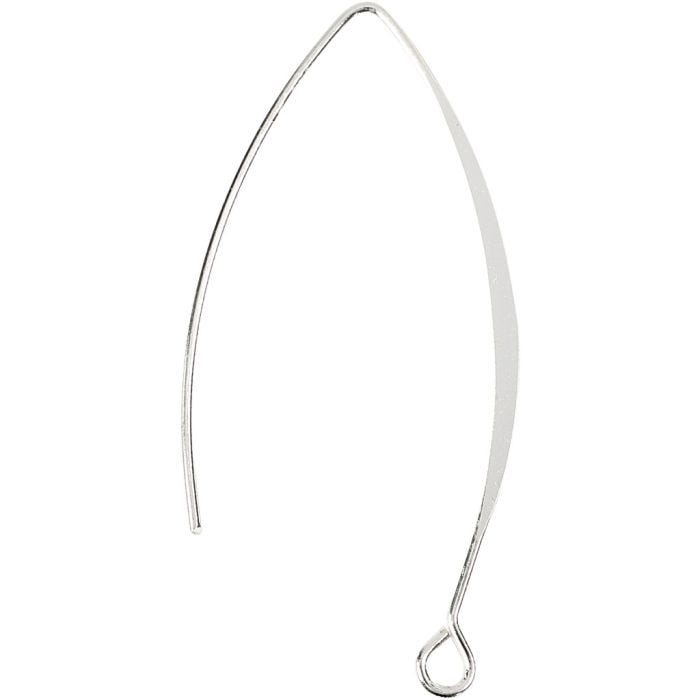 Oorbel, H: 42 mm, gatgrootte 2 mm, verzilverd, 4 stuk/ 1 doos