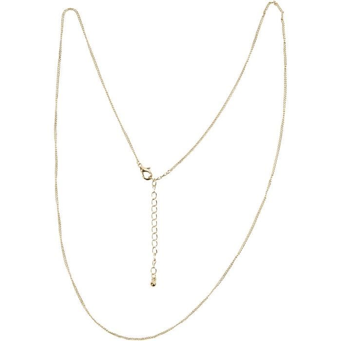 Ketting, L: 80 cm, d 1 mm, verguld, 1 stuk