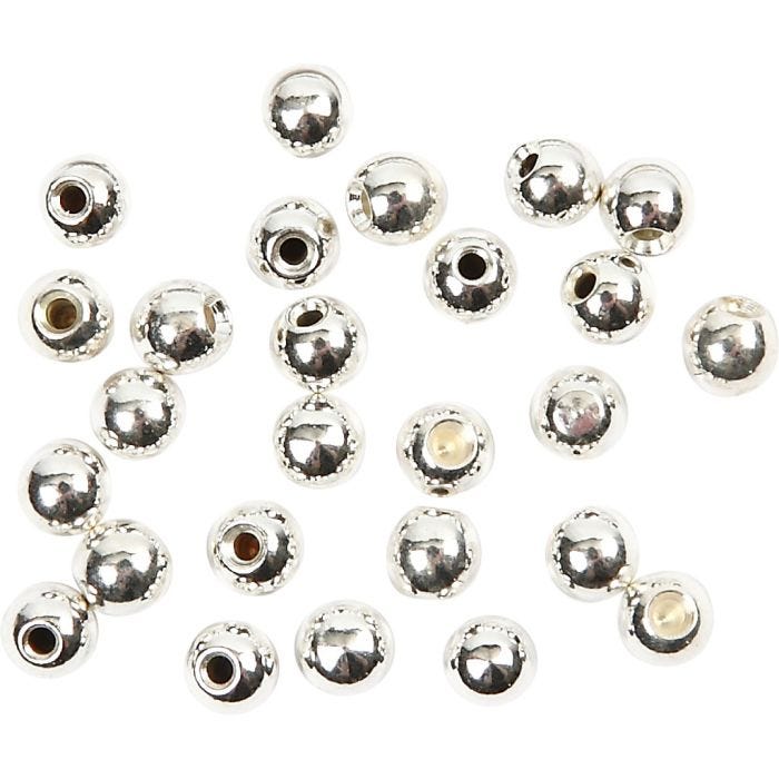 Eindkralen voor memory wire, d 3 mm, gatgrootte 1 mm, verzilverd, 20 stuk/ 1 doos