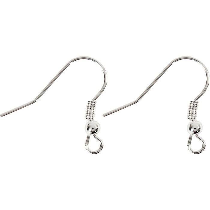 Oorbelhaaken, L: 18 mm, zilver, 10 stuk/ 1 doos