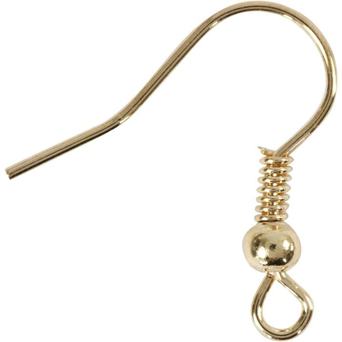 Oorbelhaaken, L: 18 mm, goud, 10 stuk/ 1 doos