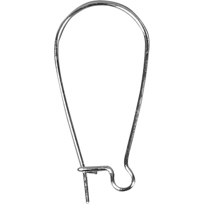 Oorbellen, L: 25 mm, verzilverd, 6 stuk/ 1 doos