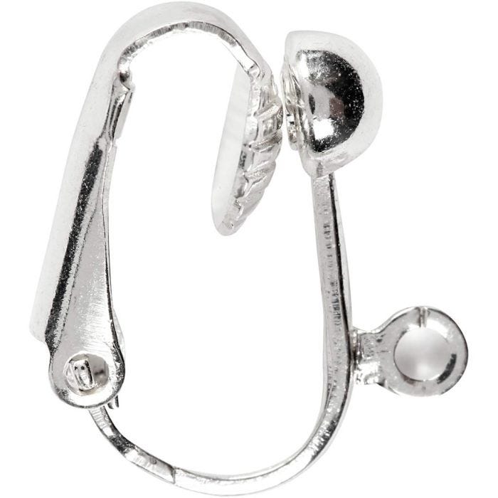 Clip-on oorbellen, L: 16,5 mm, B: 1,5 mm, gatgrootte 1,6 mm, verzilverd, 6 stuk/ 1 doos