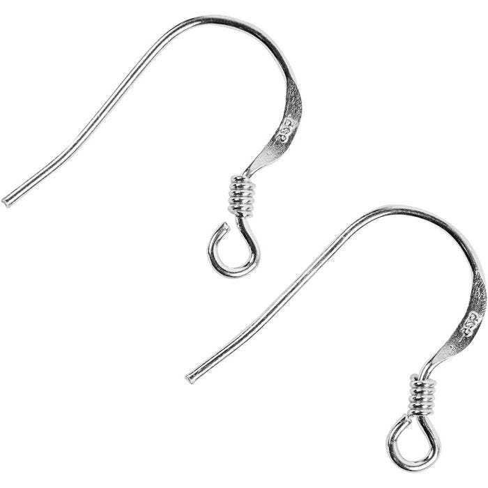 Oorbelhaaken, L: 14 mm, zilver, 10 stuk/ 1 doos
