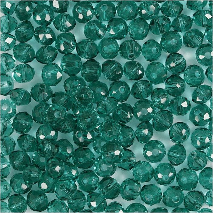 Facet Kralen, d 4 mm, gatgrootte 1 mm, groen, 45 stuk/ 1 doos