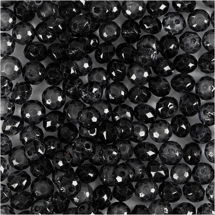 Facet kralen, d 4 mm, gatgrootte 1 mm, grijs, 45 stuk/ 1 doos