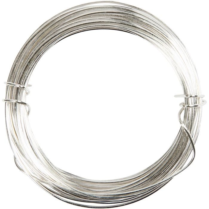 Verzilverd draad, 0,6 mm, verzilverd, 10m/ 1 rol