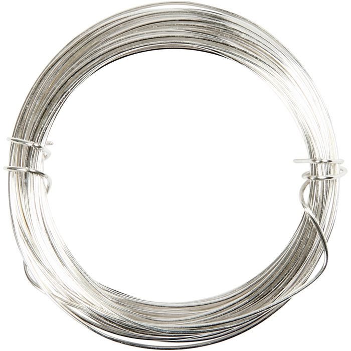 Verzilverd draad, dikte 0,8 mm, verzilverd, 6 m/ 1 rol